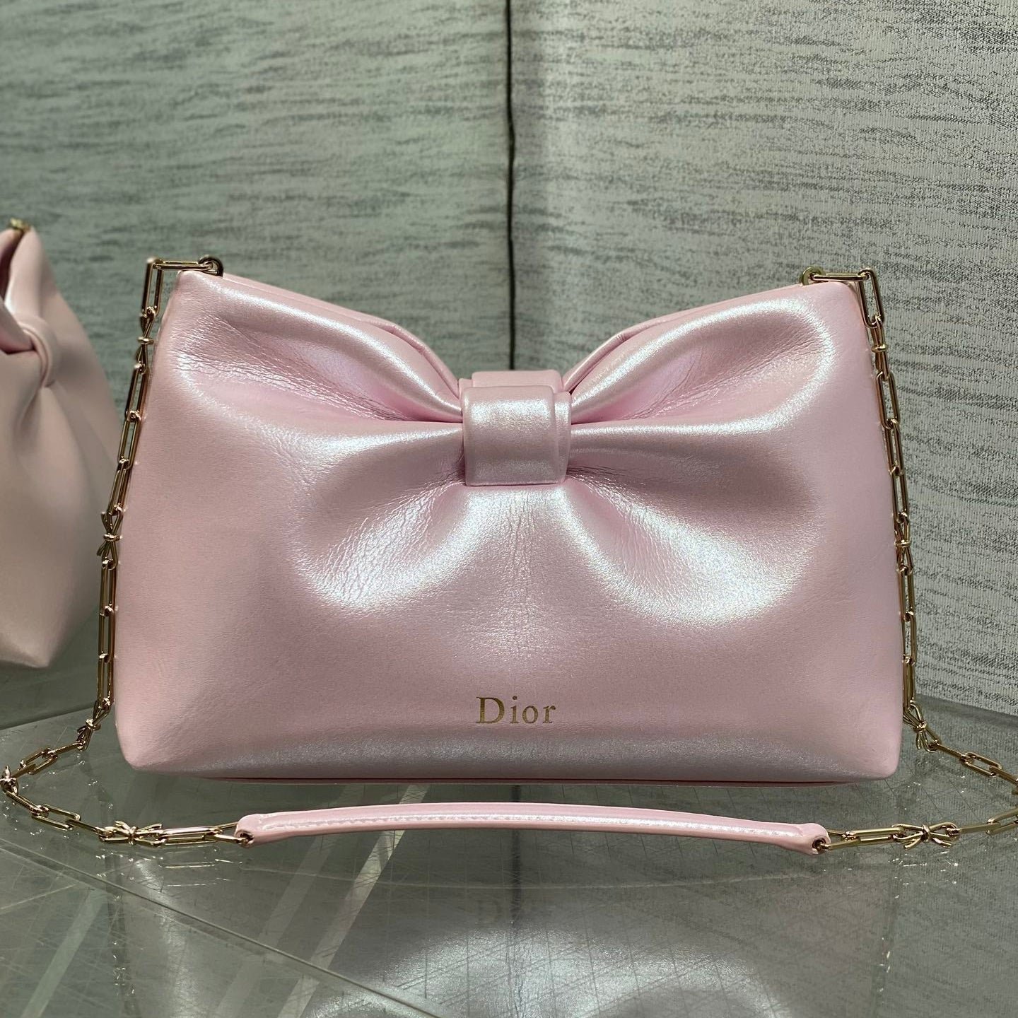 Alternative view of Dior Bow Chain Series Pearlescent Pink Lambskin Bag