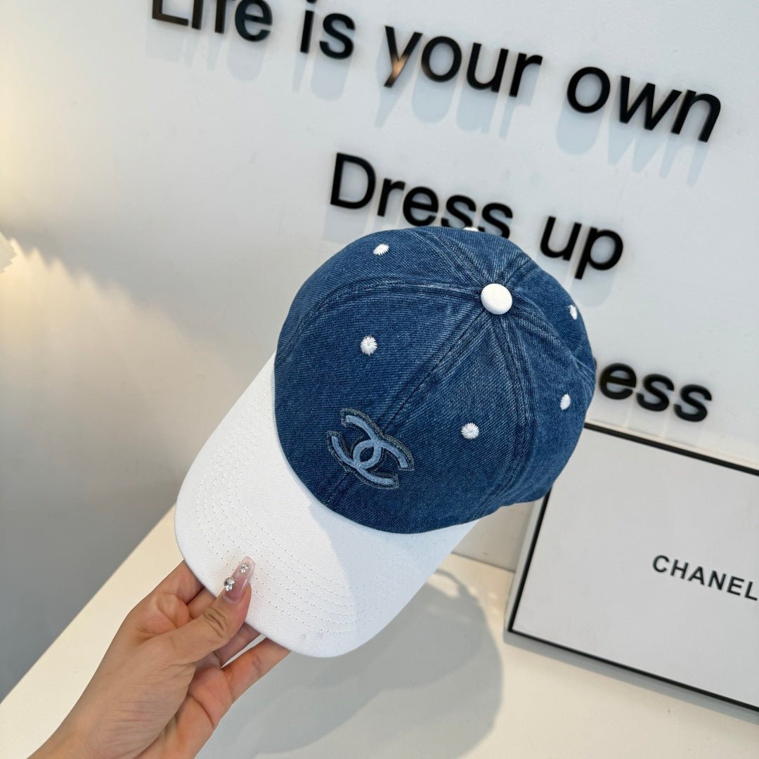 Alternative view of Chanel Baseball Cap Blue White in Cotton 205356