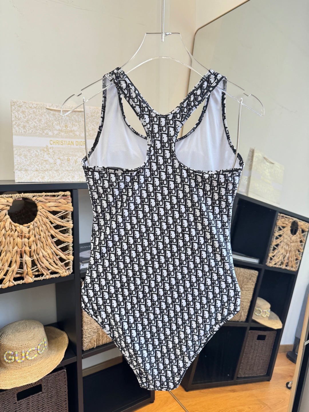 Alternative view of CD Oblique Print One-Piece Swimsuit Black in Polyamide 261388