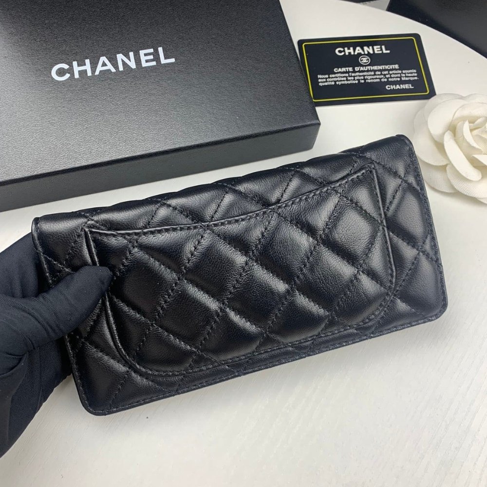 Chanel Classic Lambskin Long Flap Wallet (Silver) - Image 4