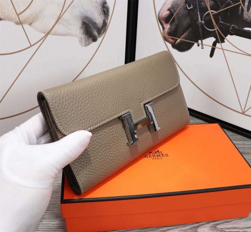 Alternative view of HERMES CLUTCH CONSTANCE 20.5 KHAKI CALFSKIN SILVER HARDWARE