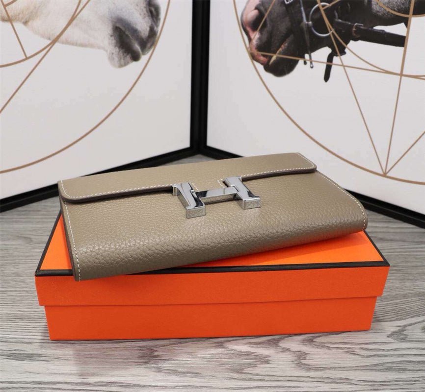 HERMES CLUTCH CONSTANCE 20.5 KHAKI CALFSKIN SILVER HARDWARE - Image 7