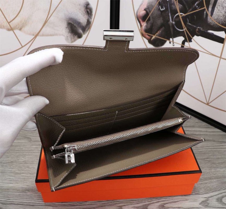 HERMES CLUTCH CONSTANCE 20.5 KHAKI CALFSKIN SILVER HARDWARE - Image 3