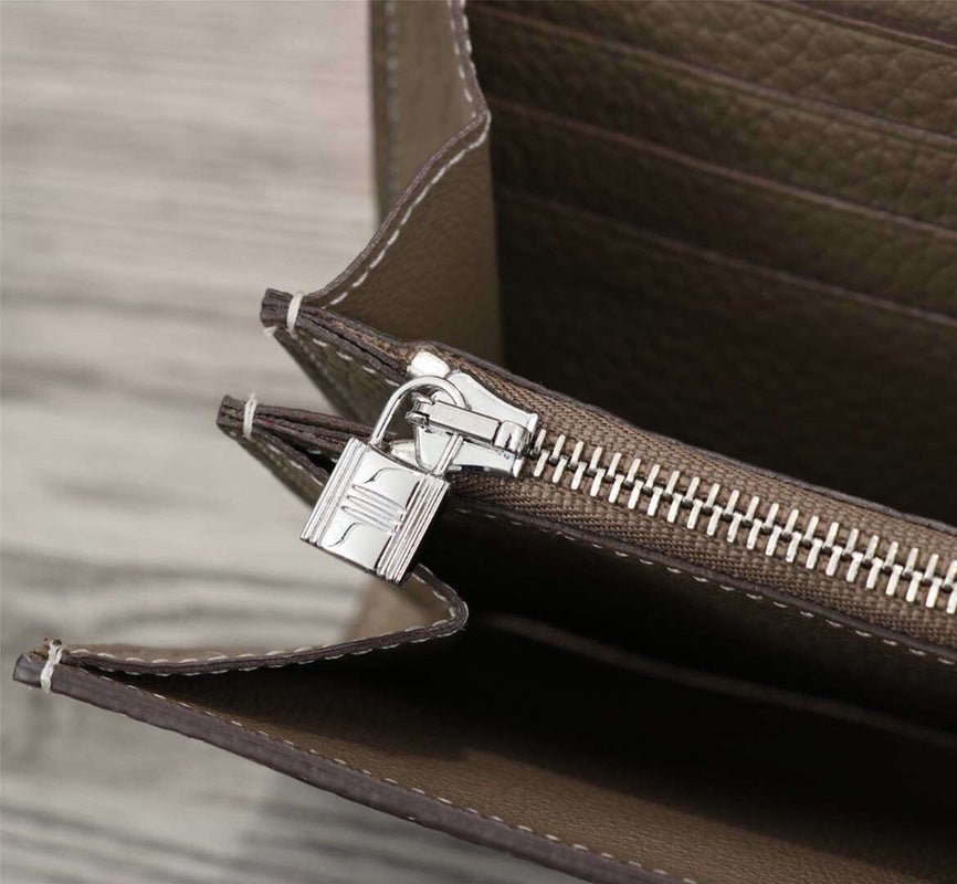 HERMES CLUTCH CONSTANCE 20.5 KHAKI CALFSKIN SILVER HARDWARE - Image 8