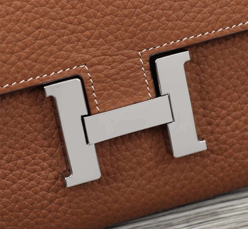 HERMES CLUTCH CONSTANCE 20.5 BROWN CALFSKIN SILVER HARDWARE - Image 7
