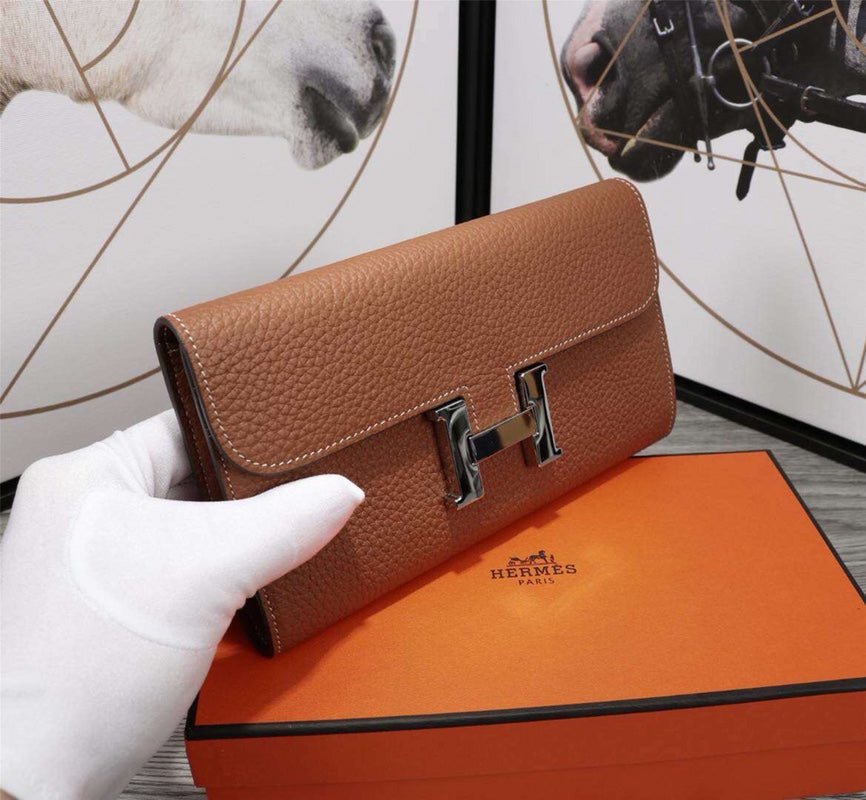 Alternative view of HERMES CLUTCH CONSTANCE 20.5 BROWN CALFSKIN SILVER HARDWARE