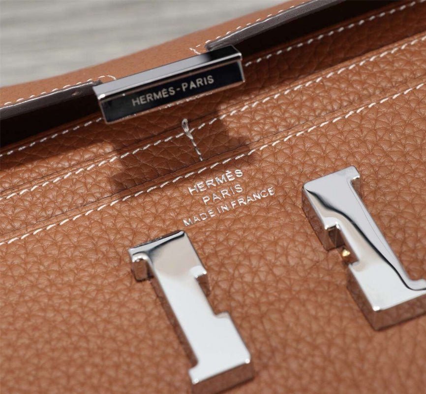 HERMES CLUTCH CONSTANCE 20.5 BROWN CALFSKIN SILVER HARDWARE - Image 4
