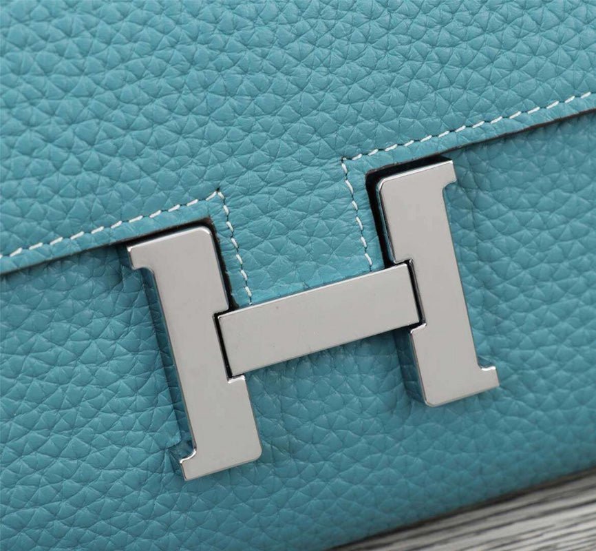 HERMES CLUTCH CONSTANCE 20.5 SAPPHIRE CALFSKIN SILVER HARDWARE - Image 7