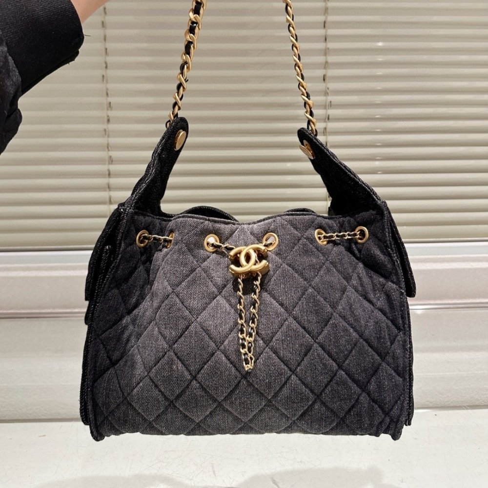Chanel 25 Small Washed Denim Handbag (Black) - Image 3