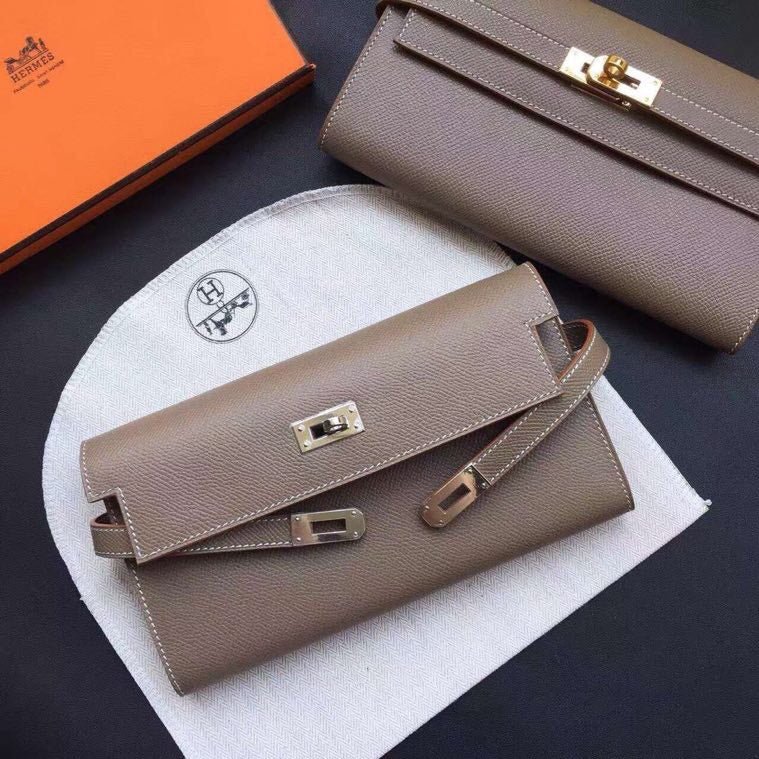 HERMES KELLY CLASSIC WALLET 20.5 CEDAR CALFSKIN - Image 4
