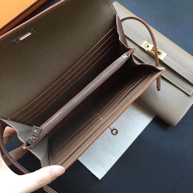 HERMES KELLY CLASSIC WALLET 20.5 CEDAR CALFSKIN - Image 3