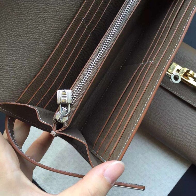 HERMES KELLY CLASSIC WALLET 20.5 CEDAR CALFSKIN - Image 5