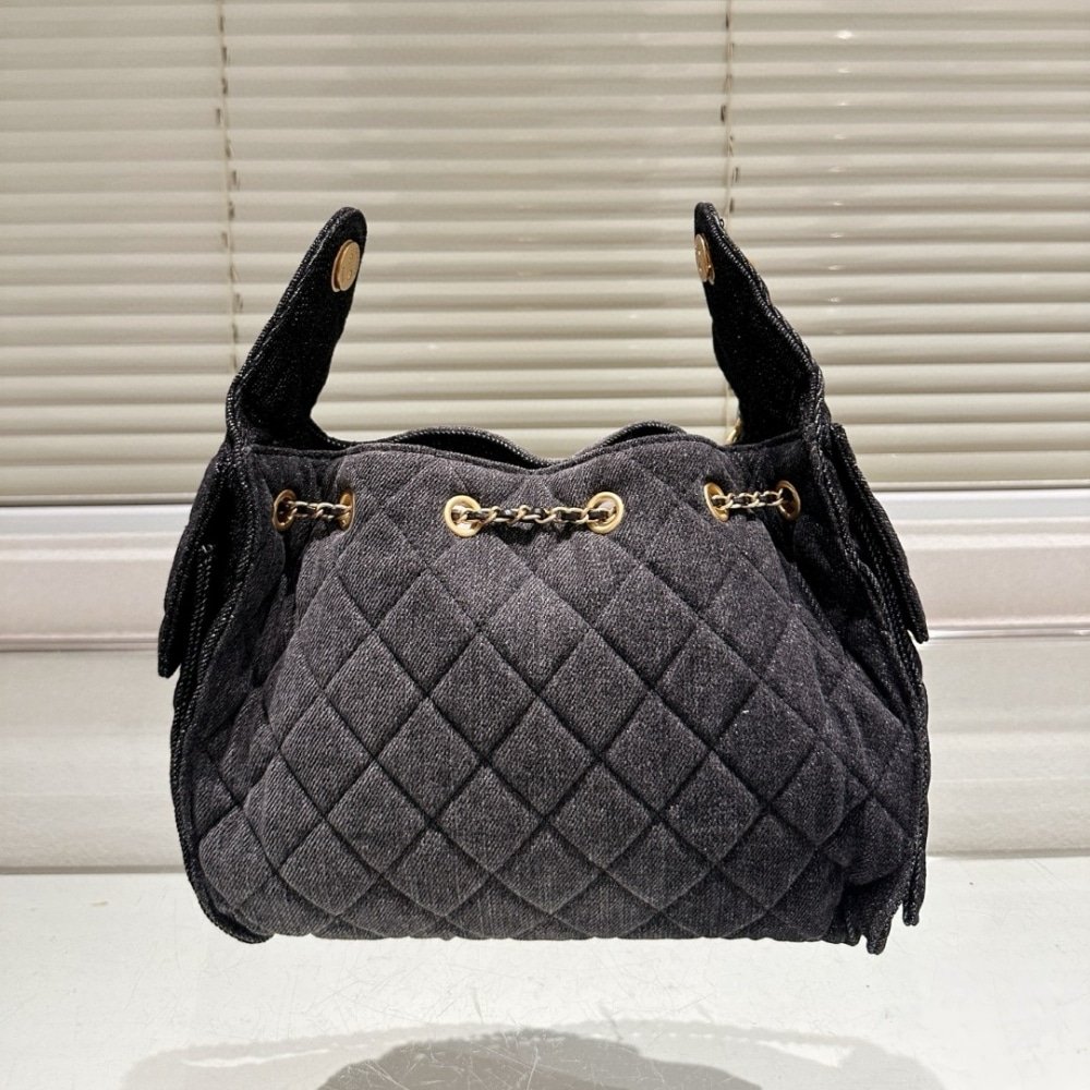 Chanel 25 Small Washed Denim Handbag (Black) - Image 8
