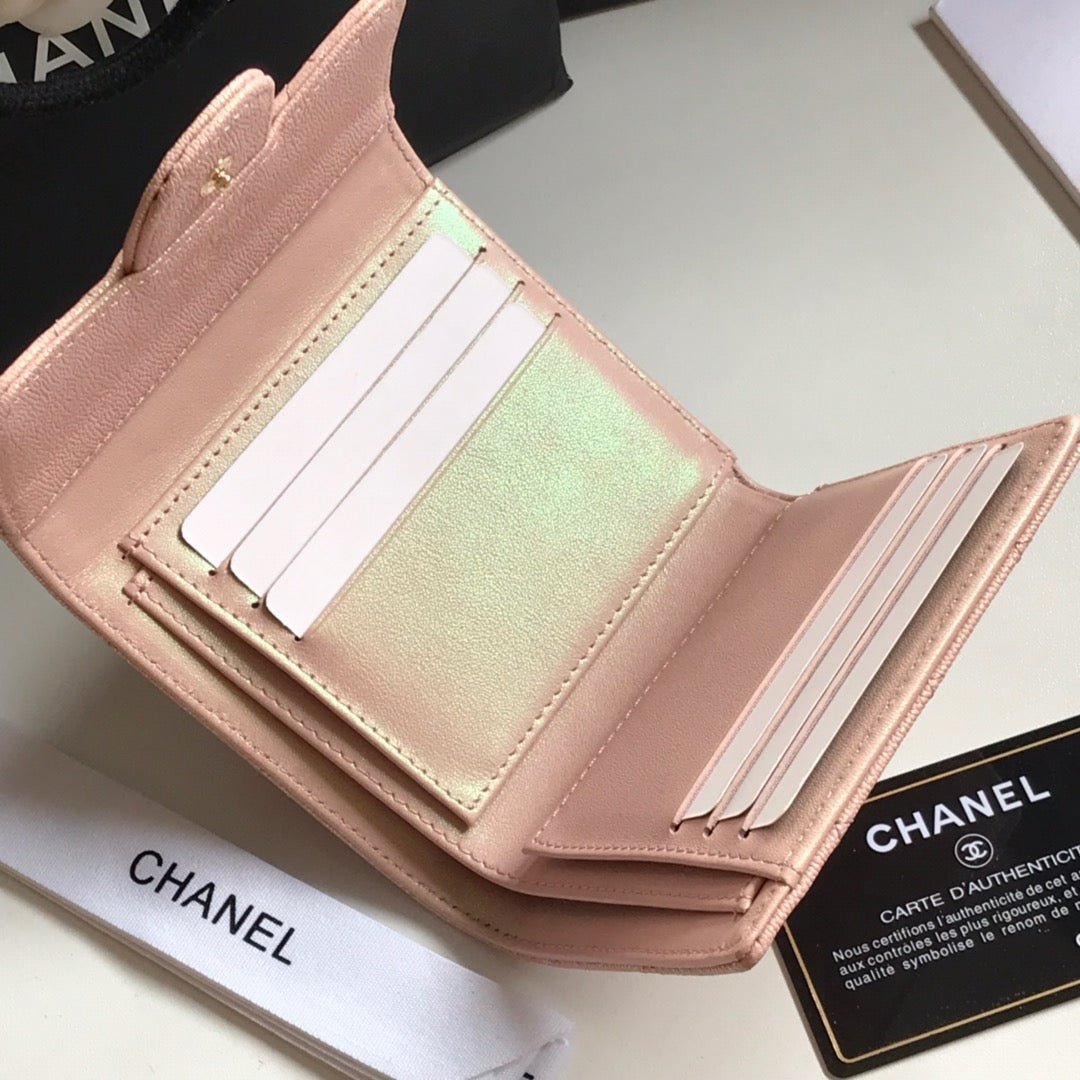CHANEL Pink Caviar Flap Compact Wallet - Image 4