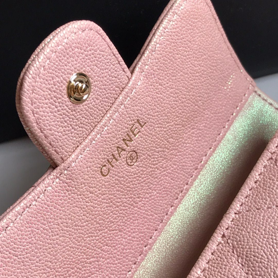 CHANEL Pink Caviar Flap Compact Wallet - Image 7