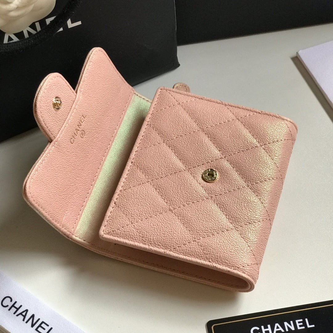 CHANEL Pink Caviar Flap Compact Wallet - Image 3