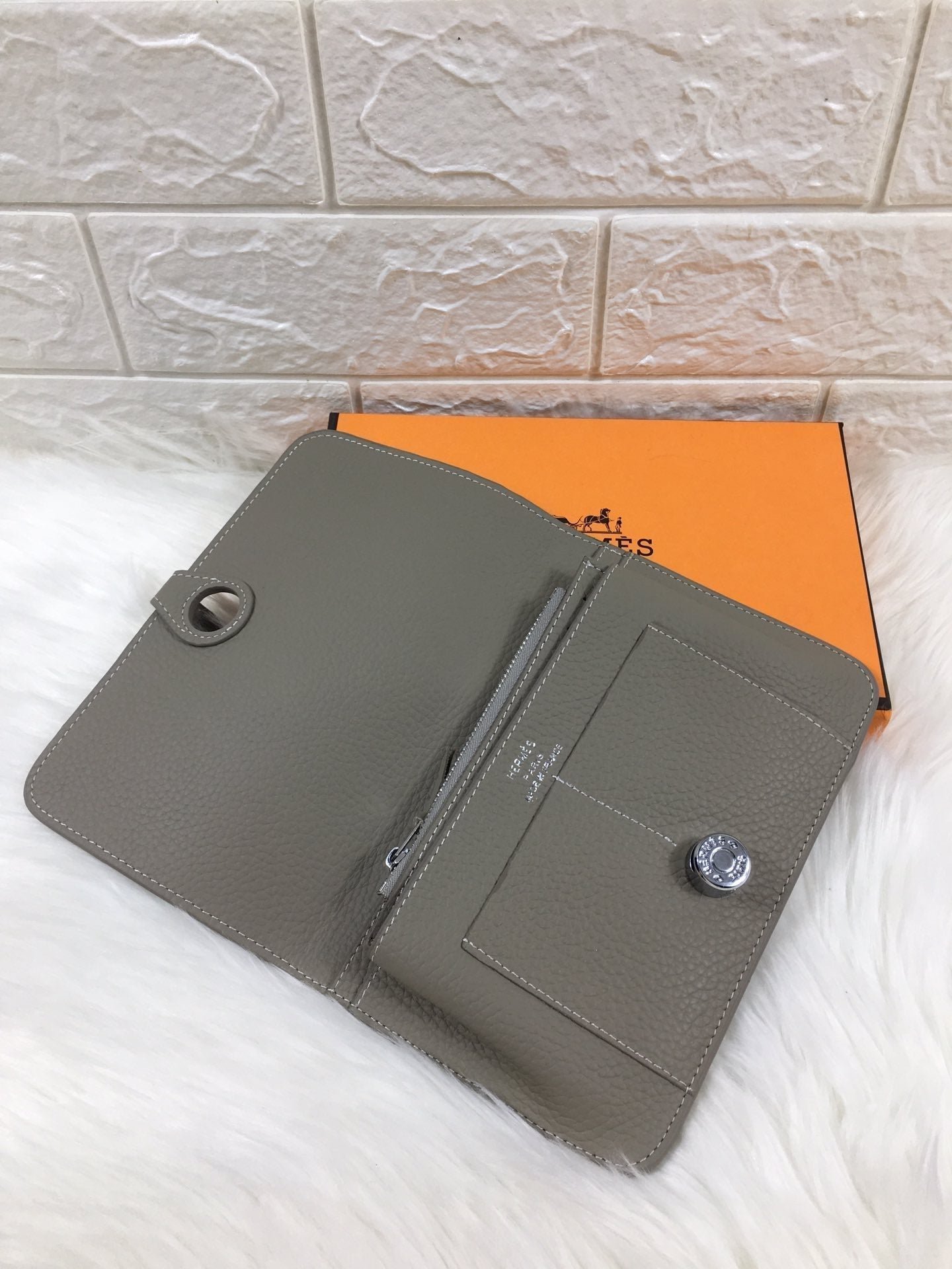 HERMES DOGON WALLET 20 GRAY GRAINED CALFSKIN - Image 3