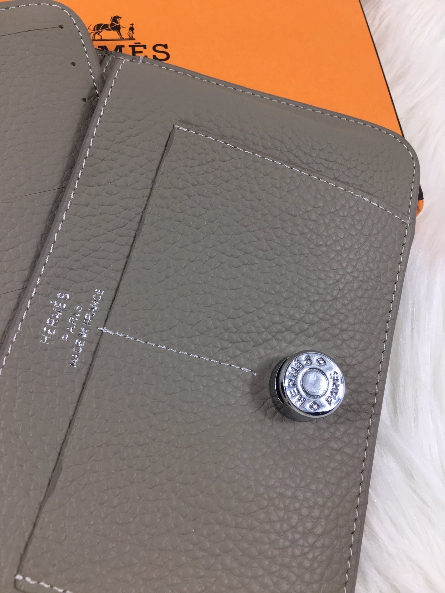 HERMES DOGON WALLET 20 GRAY GRAINED CALFSKIN - Image 5