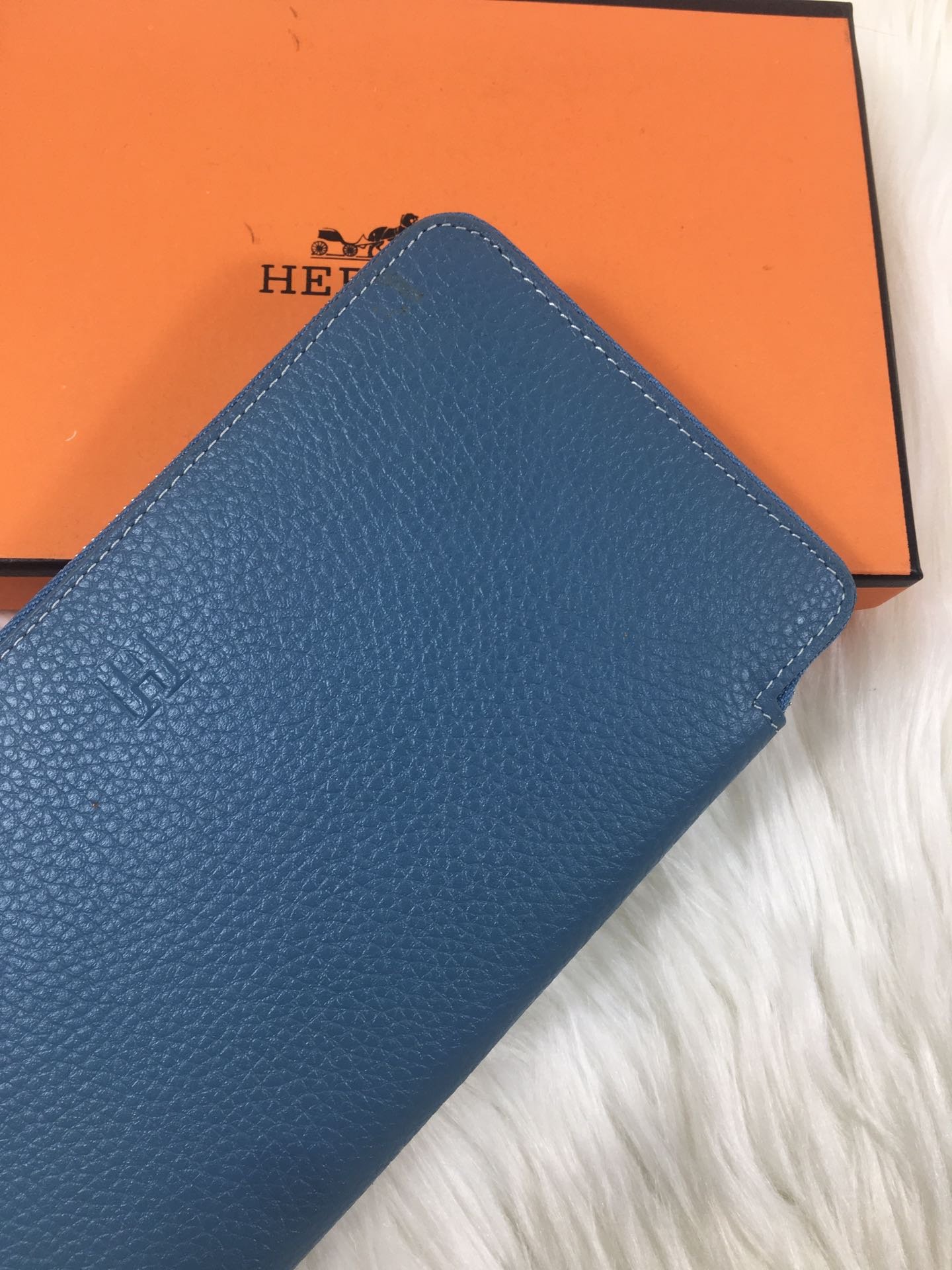 HERMES SILK'IN CLASSIC WALLET 20 CERULEAN GRAINED CALFSKIN - Image 3