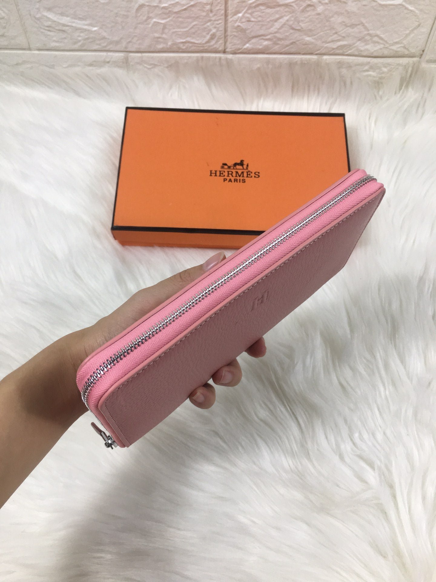 HERMES SILK'IN CLASSIC WALLET 20 LIGHT PINK GRAINED CALFSKIN - Image 7