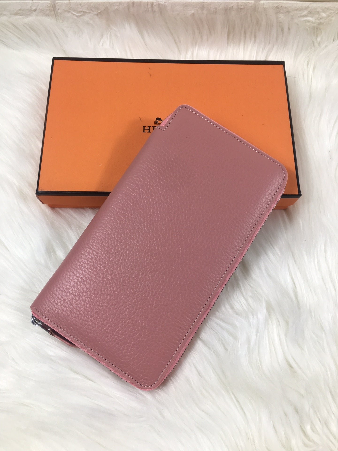 HERMES SILK'IN CLASSIC WALLET 20 LIGHT PINK GRAINED CALFSKIN - Image 5