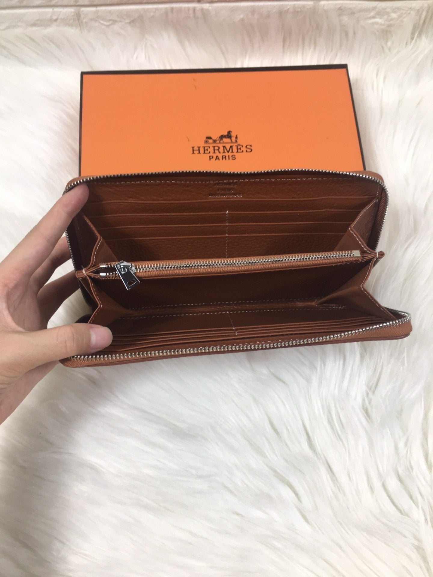 HERMES SILK'IN CLASSIC WALLET 20 RUSSET GRAINED CALFSKIN - Image 3