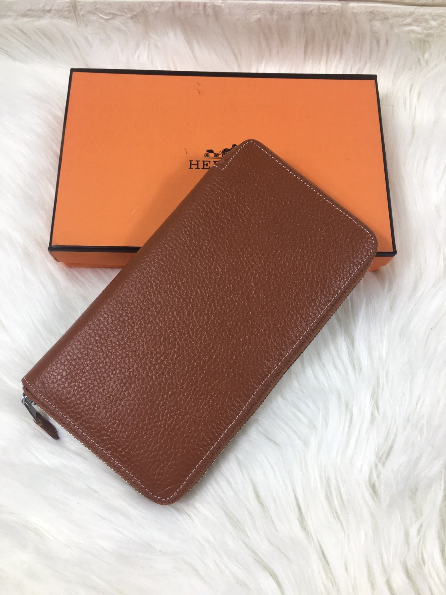 HERMES SILK'IN CLASSIC WALLET 20 RUSSET GRAINED CALFSKIN - Image 4