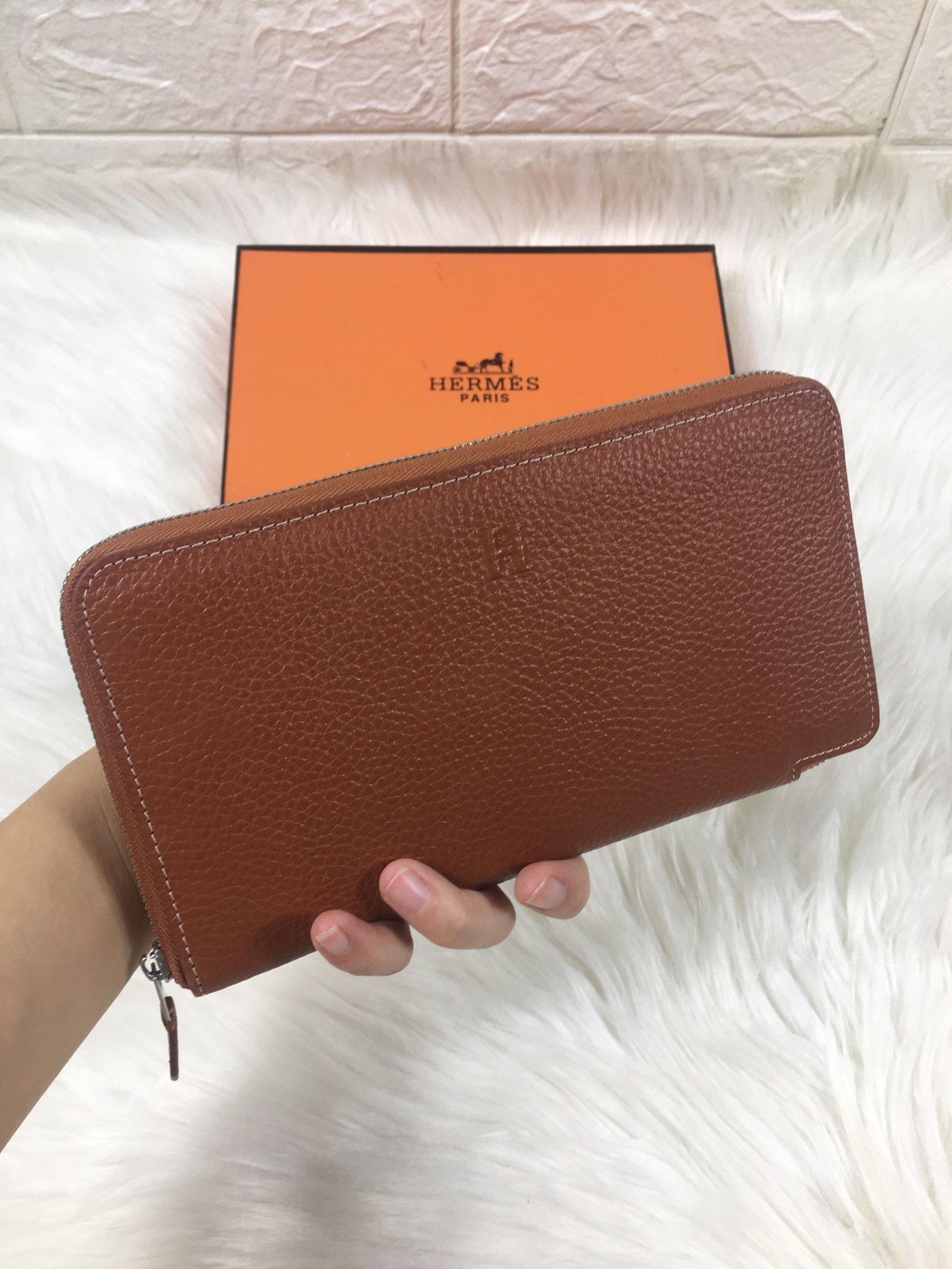 Alternative view of HERMES SILK'IN CLASSIC WALLET 20 RUSSET GRAINED CALFSKIN