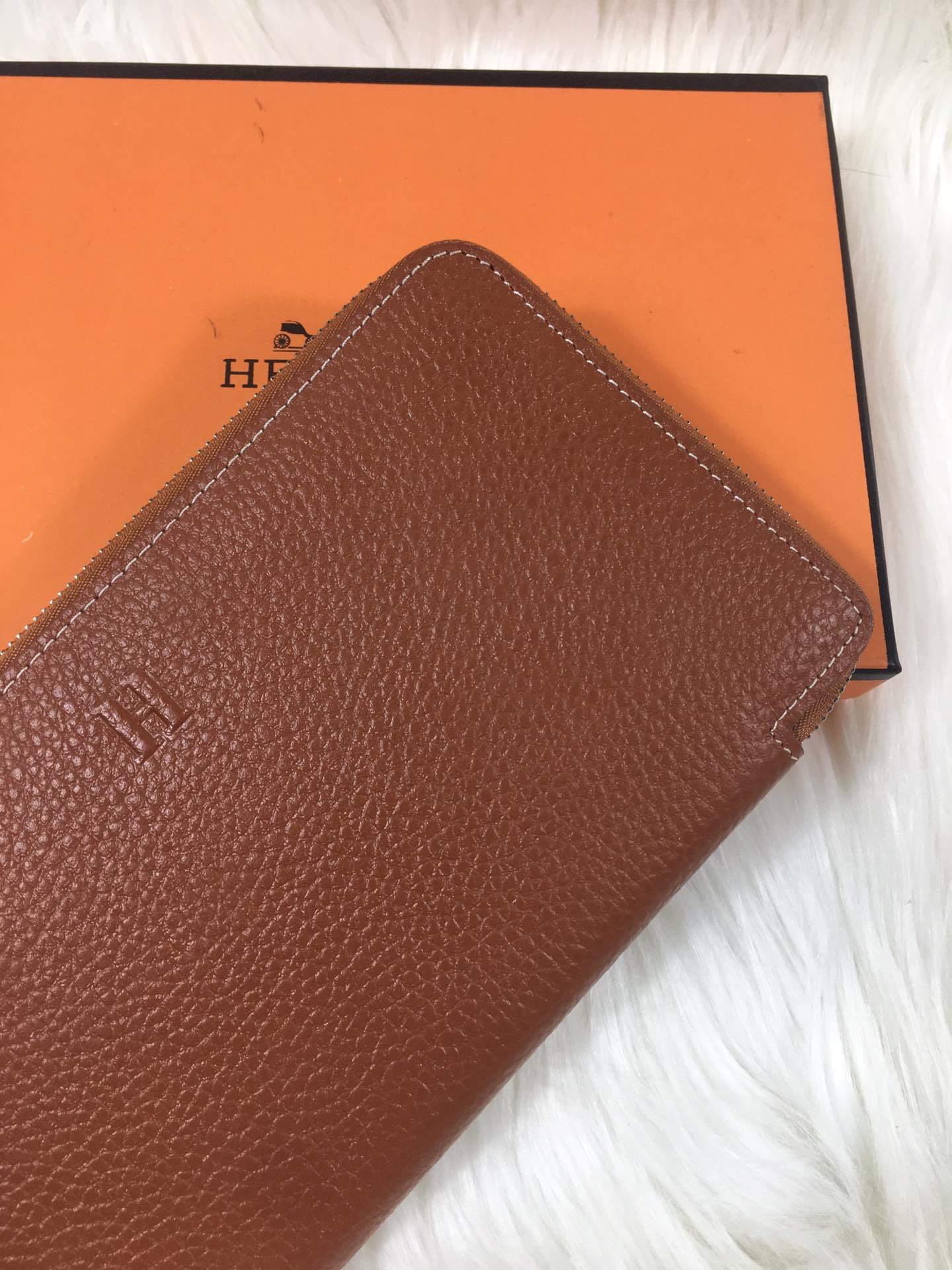 HERMES SILK'IN CLASSIC WALLET 20 RUSSET GRAINED CALFSKIN - Image 5