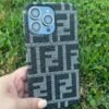Fendi FF Monogram Fabric iPhone Case (Gray)