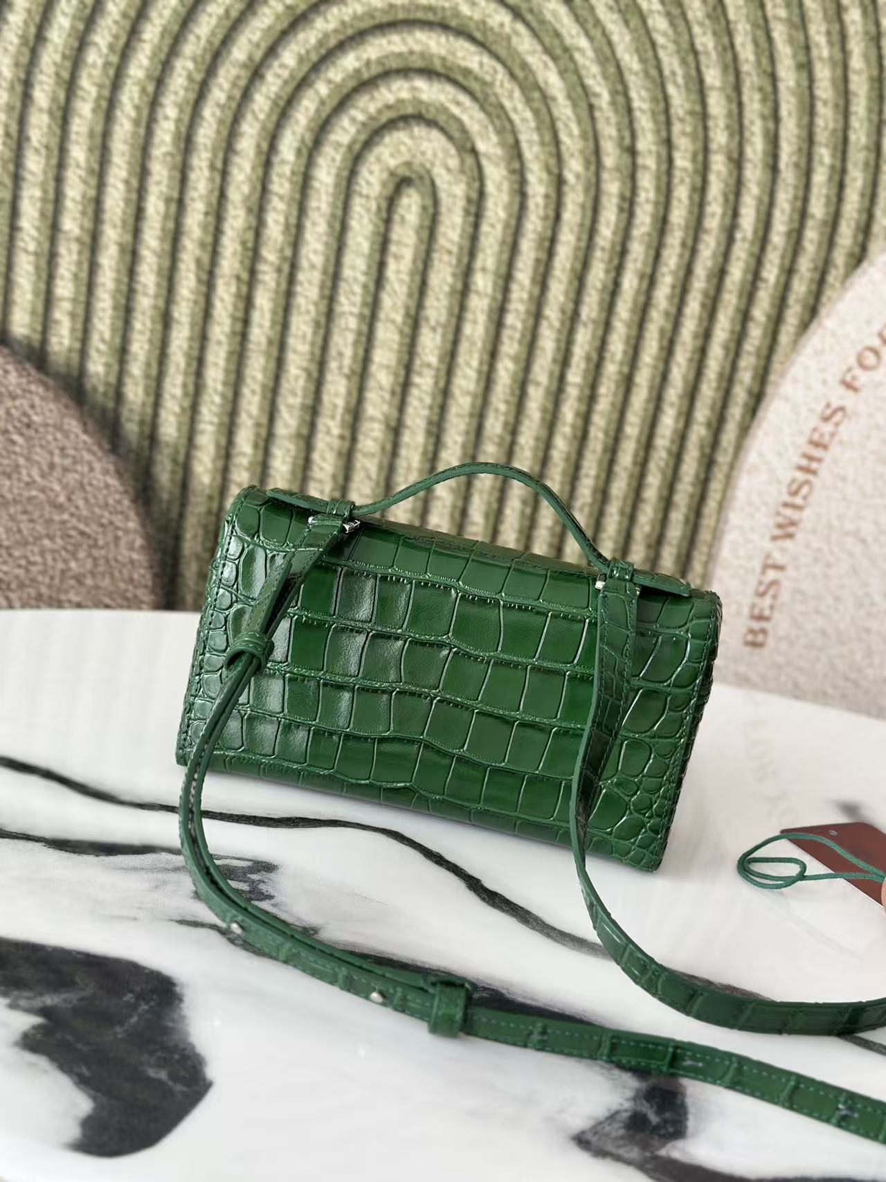 Alternative view of Loro Piana Extra Green Croc Calf Case