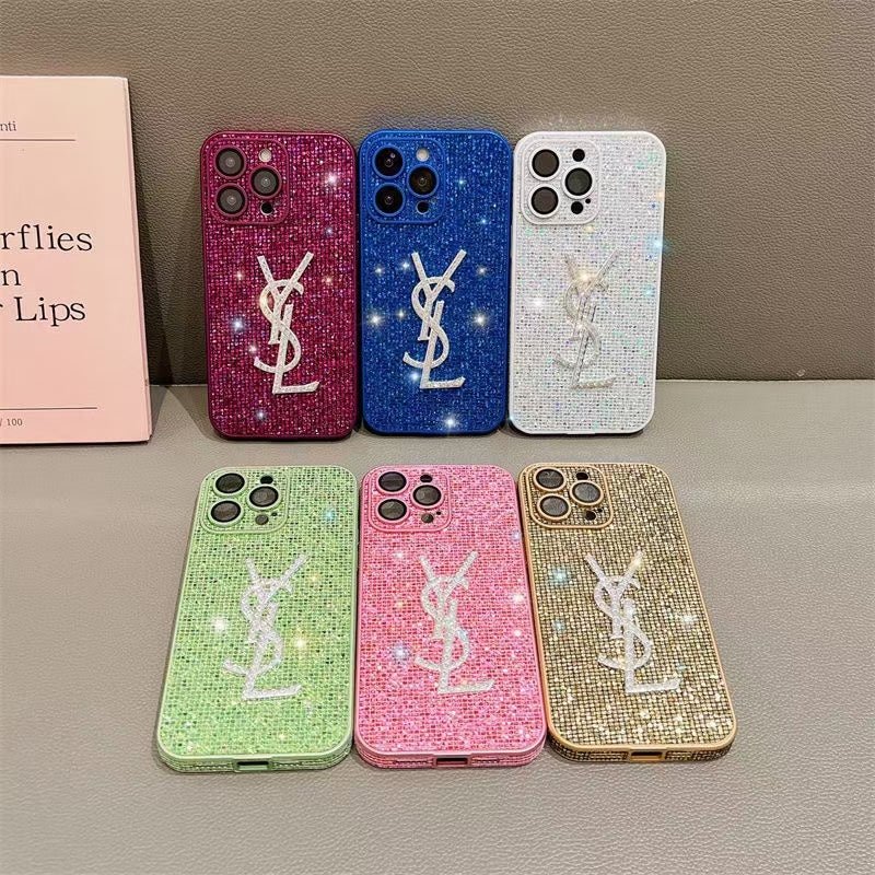 YSL All-Color Glitter iPhone Case (Multi-Color)