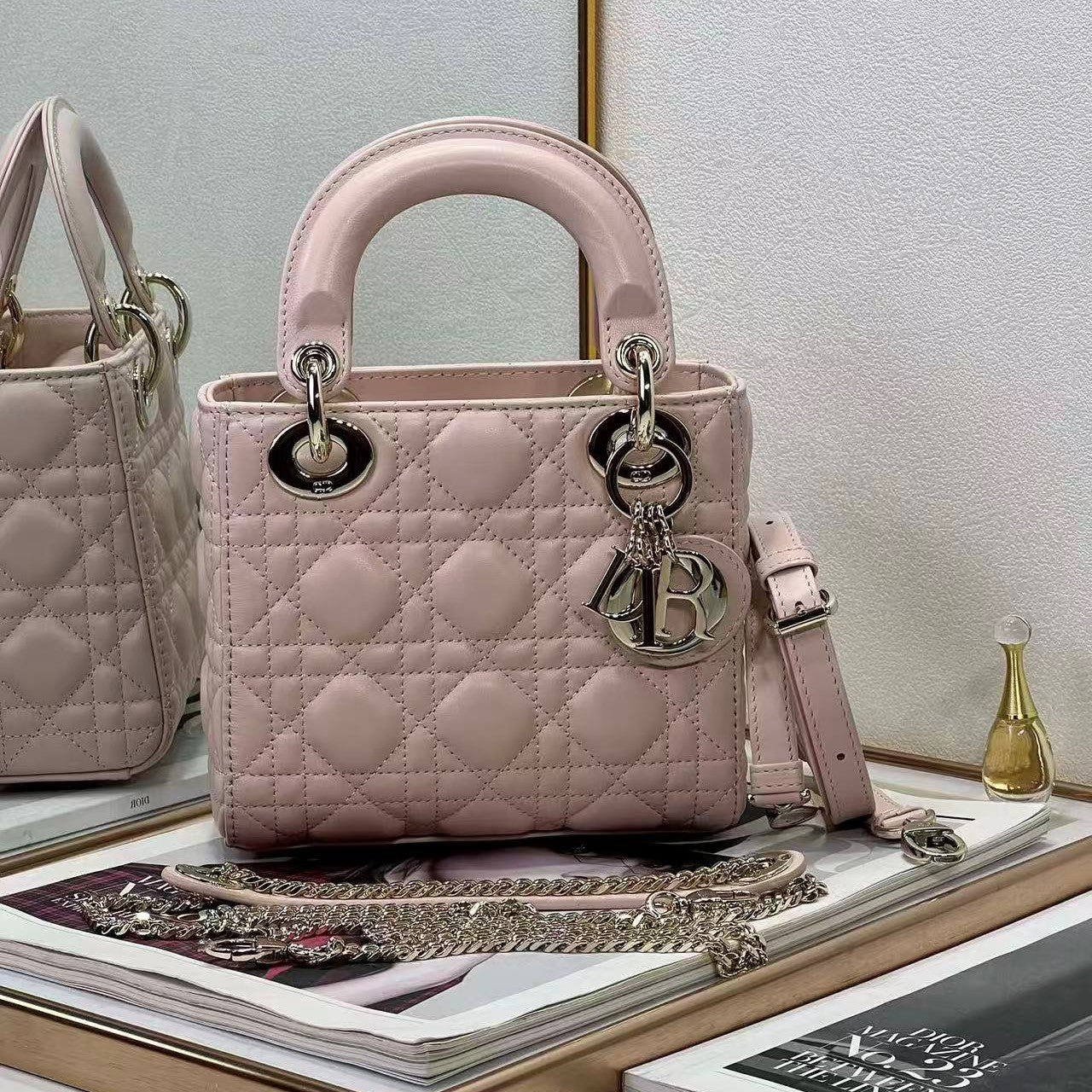 Dior Lady Dior Mini Bag Powder Pink Lambskin