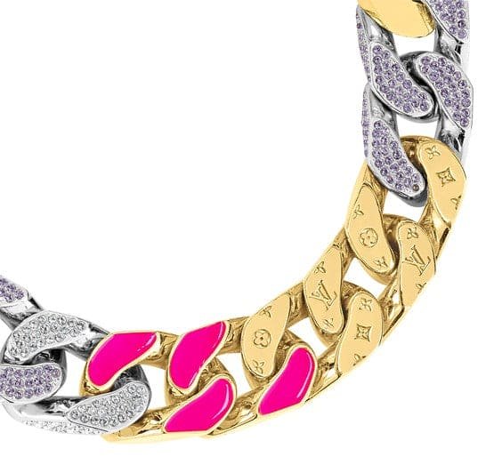 LV Dual-Tone Enamel Zircon Thick Chain Bracelet - Image 4