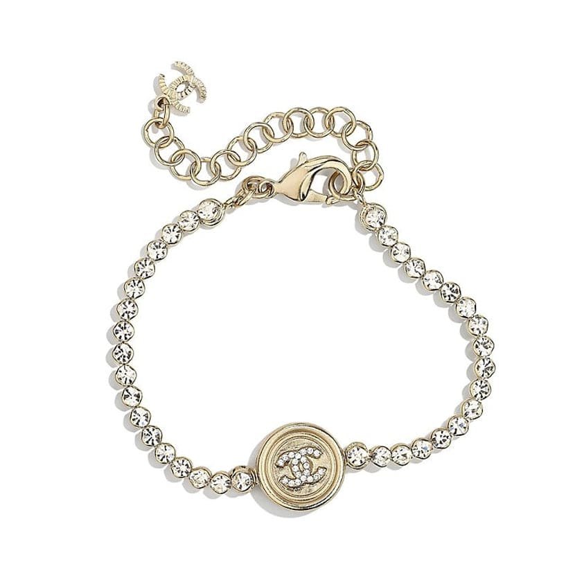 Chanel Crystal Coin Logo Tennis Bracelet