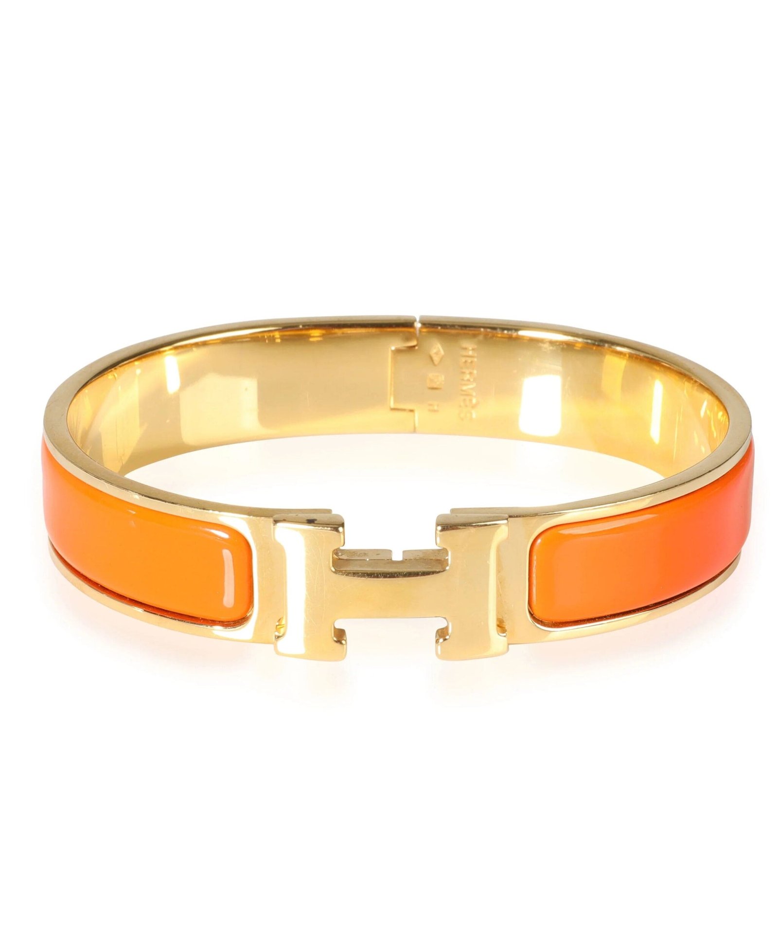 Hermès Gold Plated Orange Enamel Bracelet