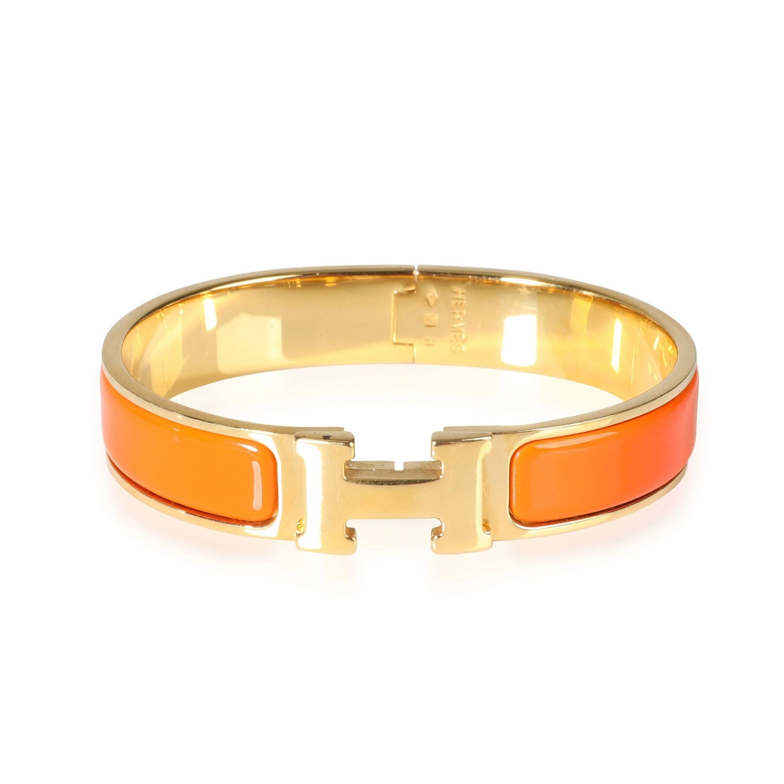 Hermès Gold Plated Orange Enamel Bracelet