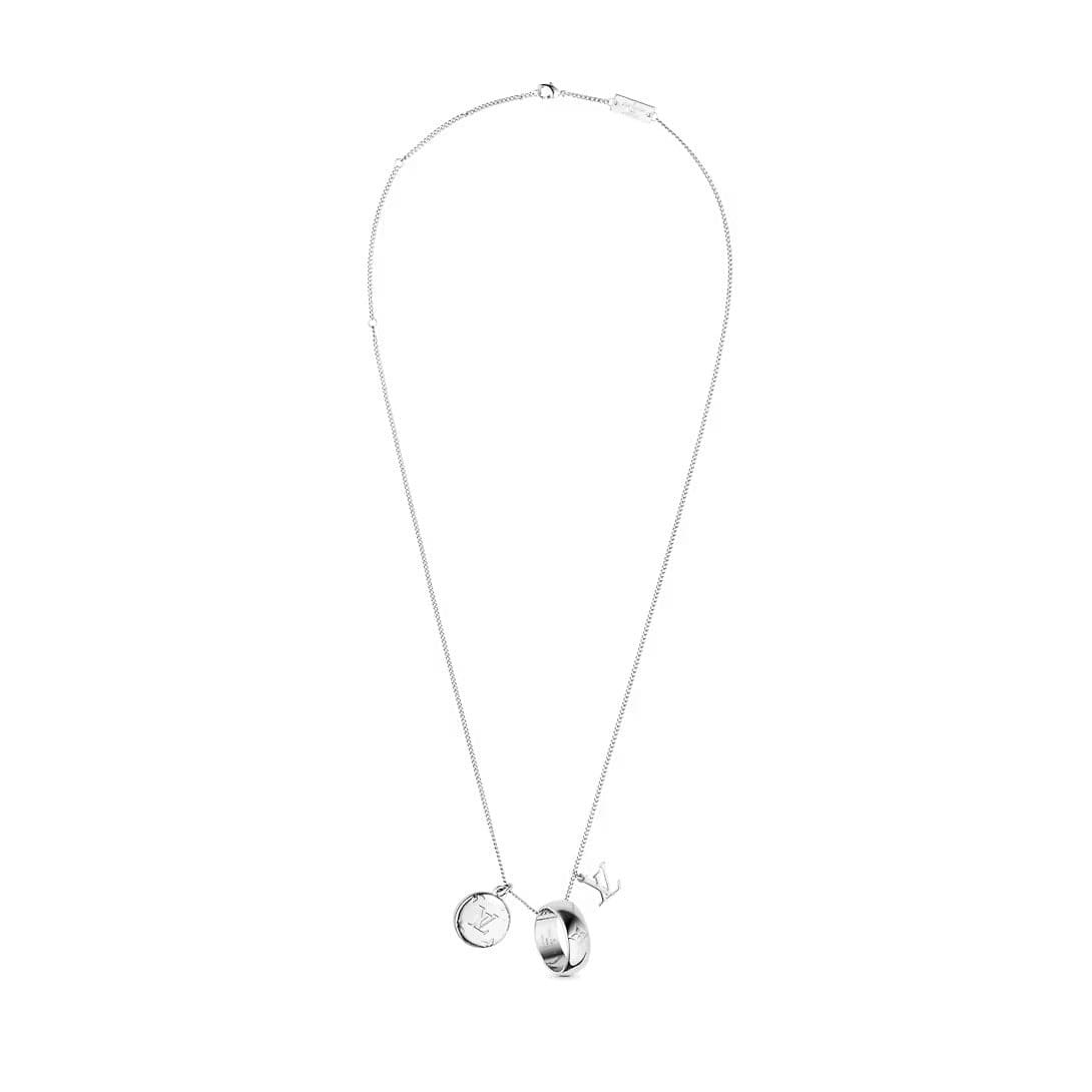 Alternative view of LV Silver Ring & Disc Necklace