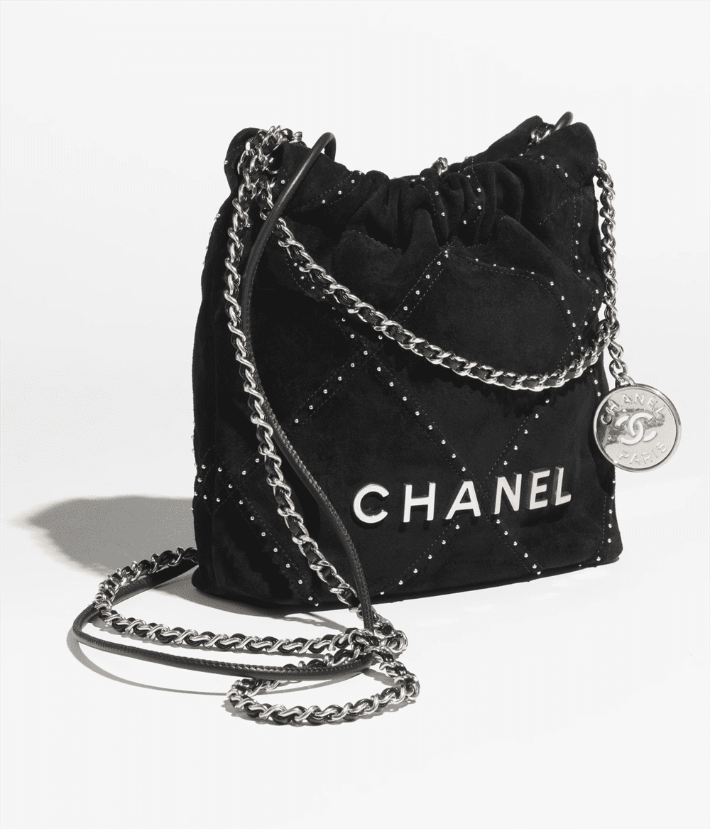 Chanel 22 Mini Suede Calfskin Bag (Black) - Image 3