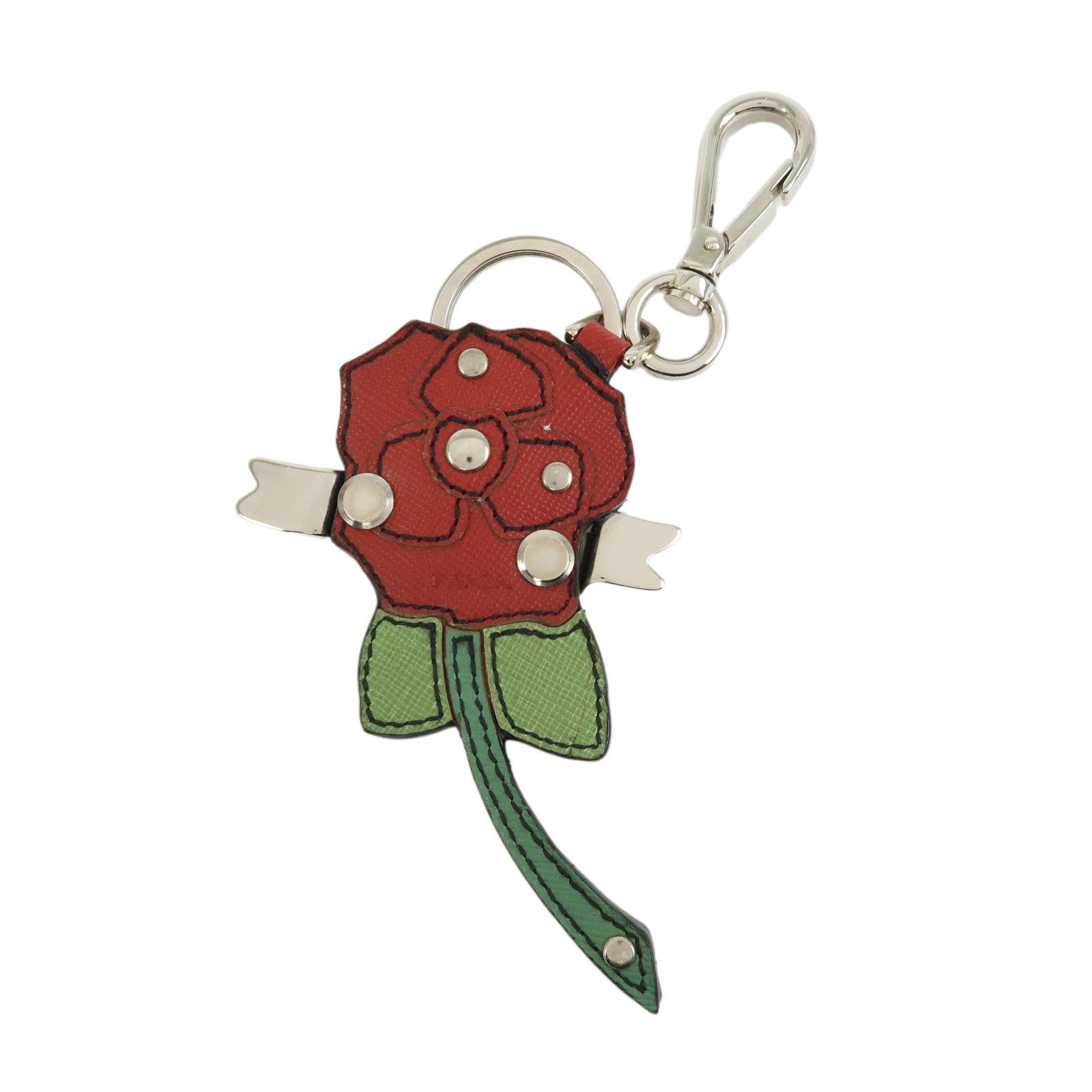 Prada Rose Leather Keychain