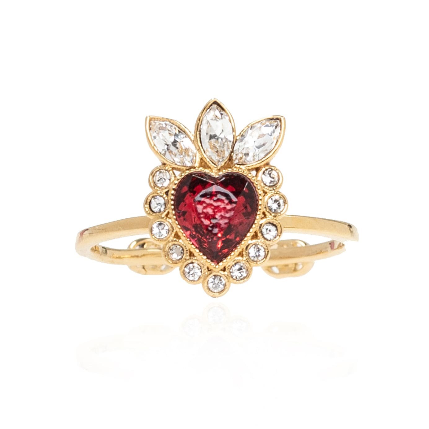 18K Double Gucci Crystal Heart Ring