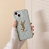 YSL Mint Green Quilted Leather iPhone Case