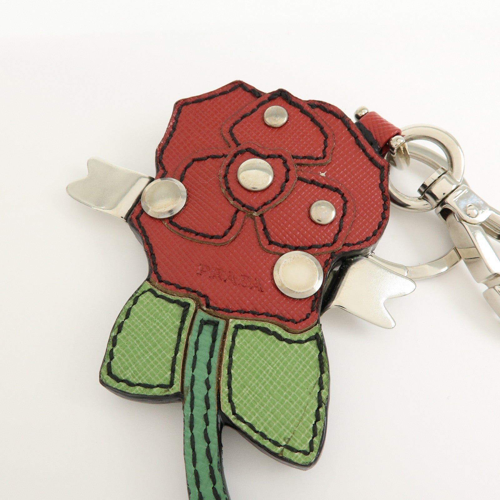 Prada Rose Leather Keychain - Image 6