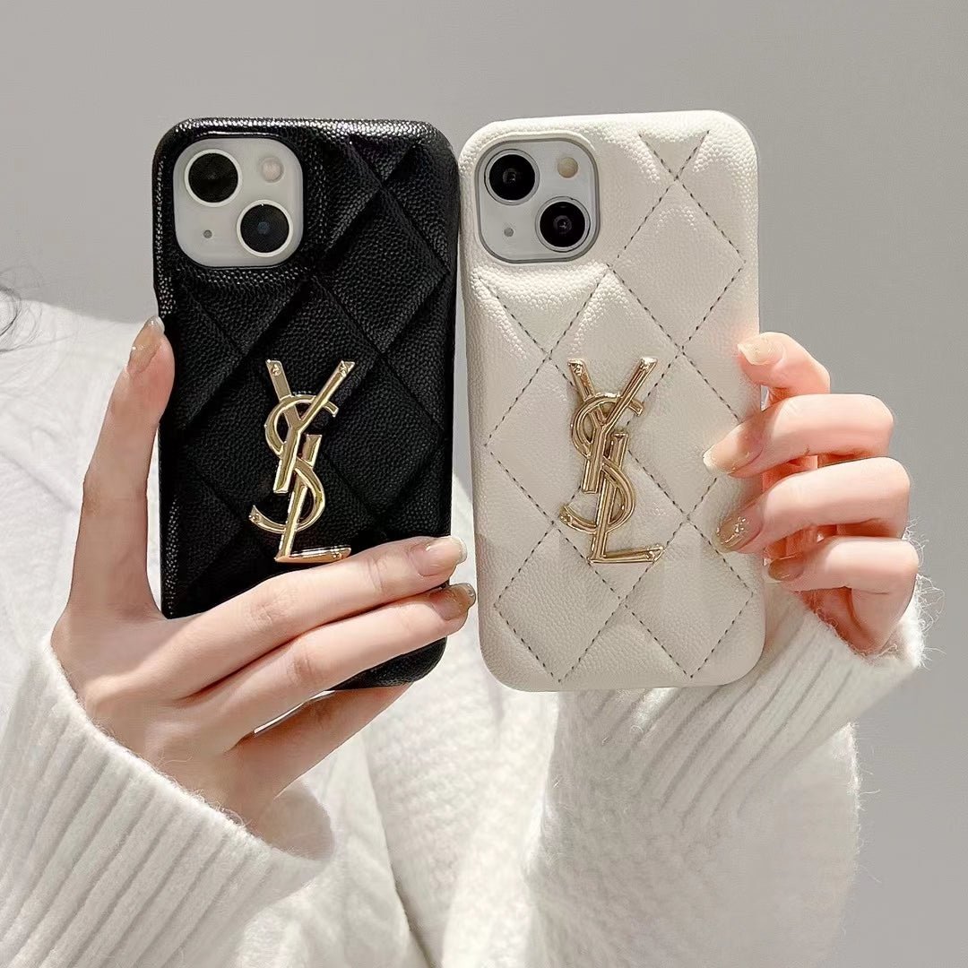 YSL Mint Green Quilted Leather iPhone Case - Image 3