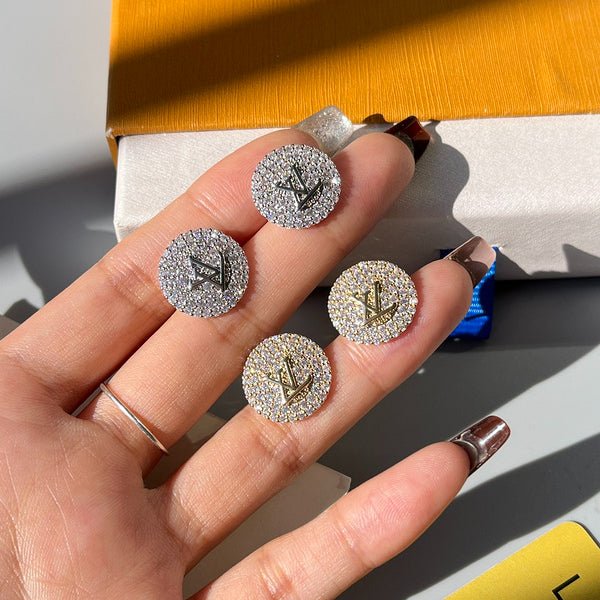 LV Pave Logo Stud Earrings