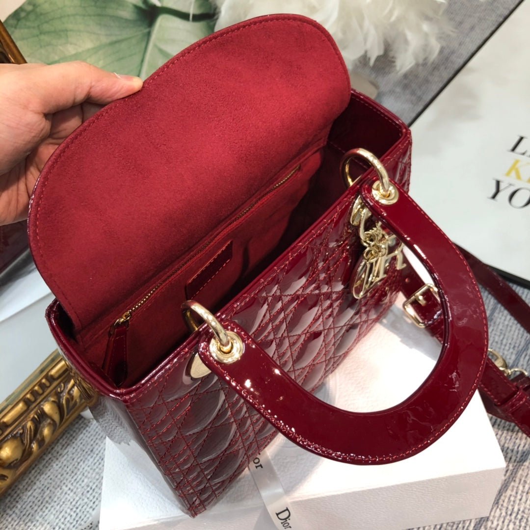 Dior Medium Lady Wine Patent Calfskin Quilted Bag - Image 5