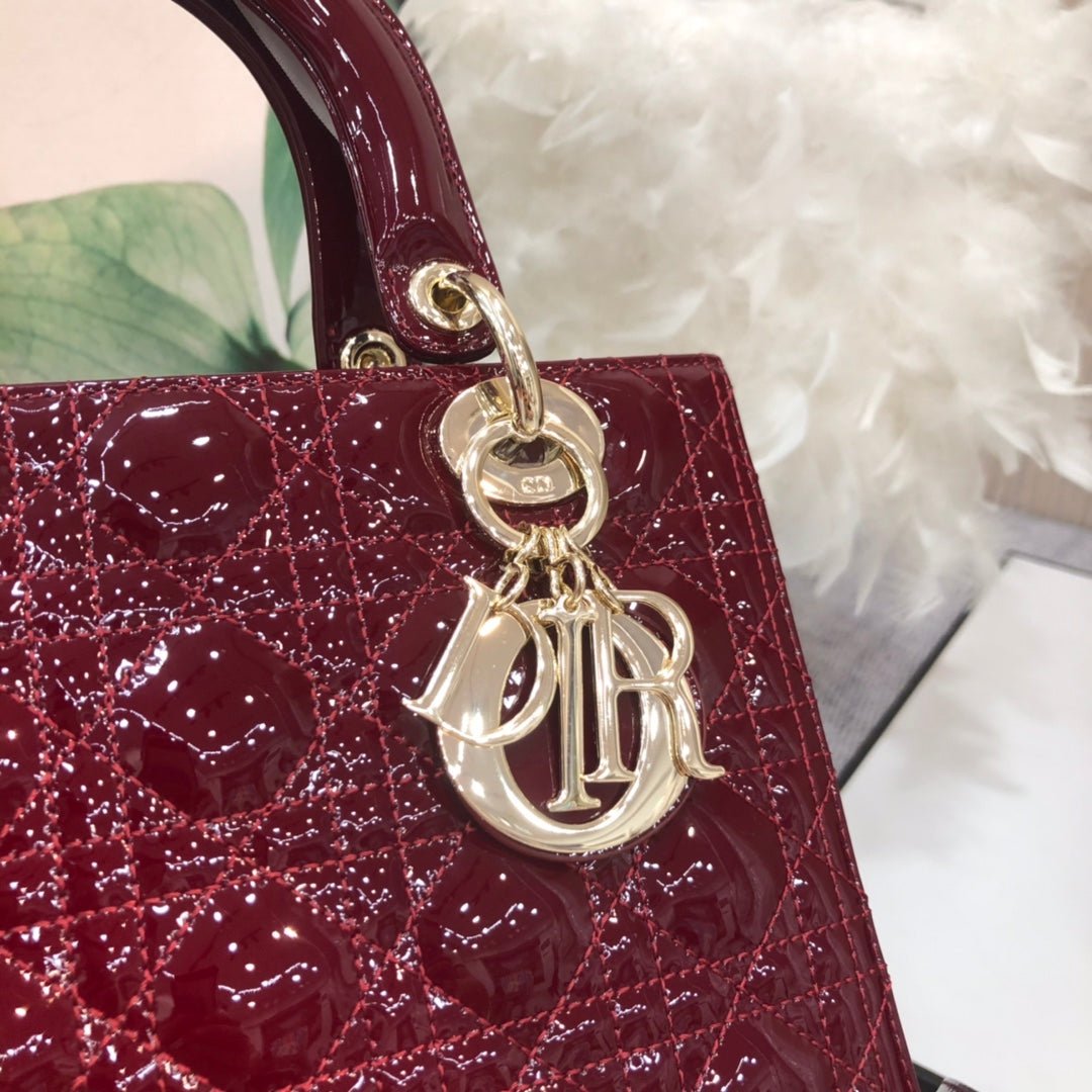 Dior Medium Lady Wine Patent Calfskin Quilted Bag - Image 8