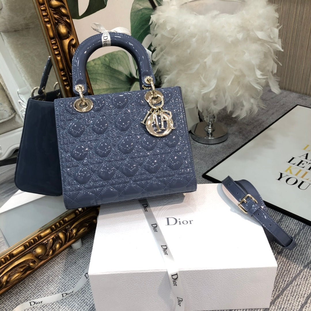 Alternative view of Dior Medium Lady 24cm Raf Blue Patent Bag