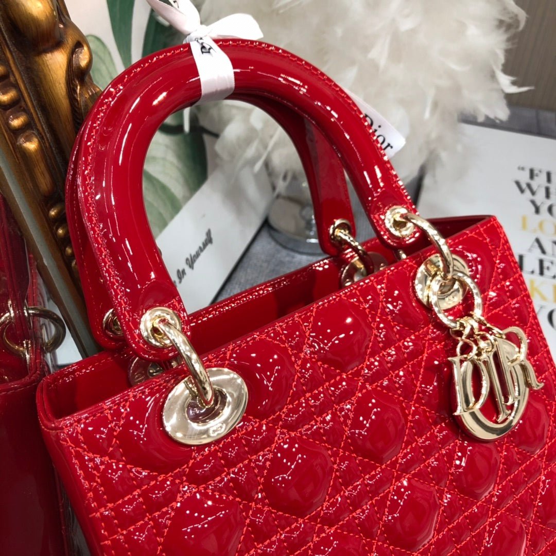 Dior Medium Lady 24cm Red Patent Bag - Image 7