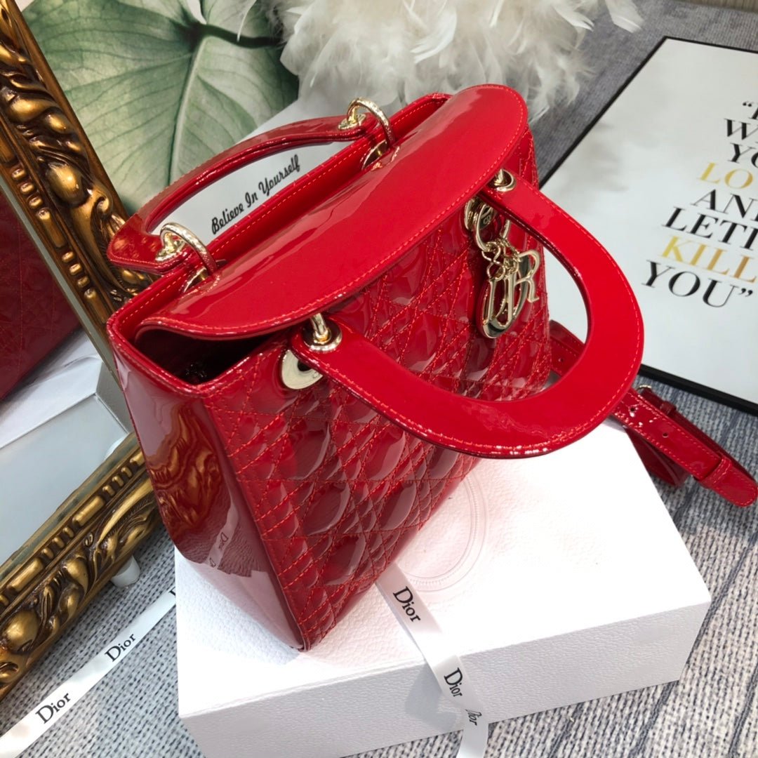 Alternative view of Dior Medium Lady 24cm Red Patent Bag